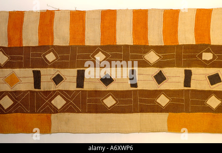 Detail of handwoven textile Ewe kente from the Ewe people of Ghana and Togo known for its intricate geometric patterns and figurative designs. Africa Stock Photo