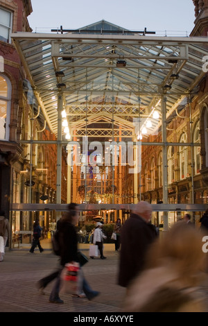 Evening view of entrance to Victoria Quarter Briggate Leeds Stock Photo