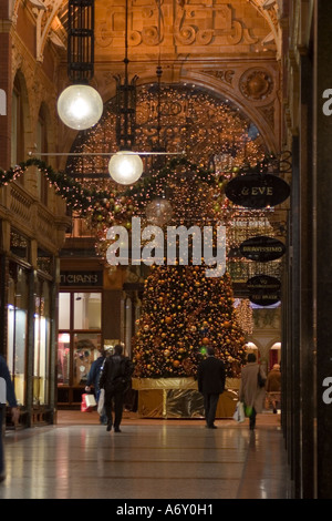 County Arcade Victoria Quarter Briggate Leeds with Christmas lights and decorations Stock Photo