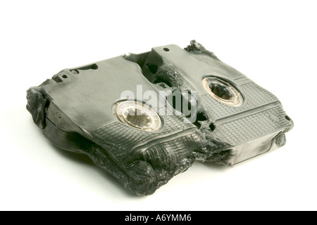 Burning Video cassette Stock Photo