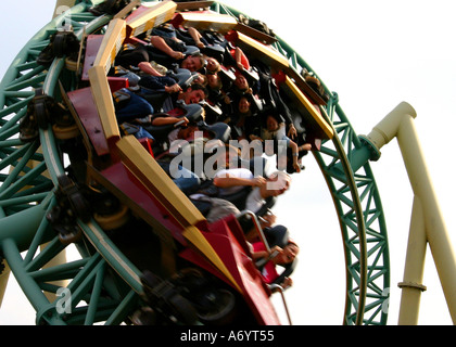 Roller coaster twist loop Colossus ride Thorpe Park UK Stock Photo - Alamy