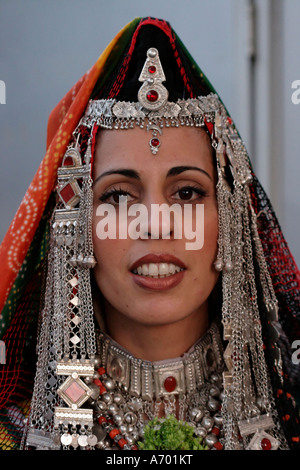 Israel Jerusalem A Yemenite Jewish bride in traditional outfit Stock Photo