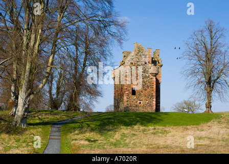 Greenknowe Tower a fortified tower house near Gordon in Berwickshire Scottish Borders UK Stock Photo