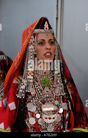 Israel Jerusalem A Yemenite Jewish bride in traditional outfit Stock Photo