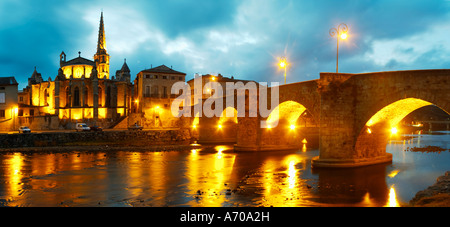 Night panoramic view of Sainte Martin cathedral in Colmar, Alsace ...