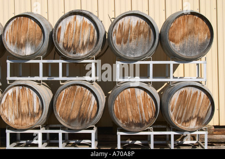 Chateau Rives-Blanques. Limoux. Languedoc. Barrel cellar. France. Europe. Stock Photo