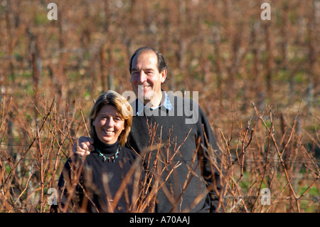 Jan and Caryl Panman Chateau Rives-Blanques. Limoux. Languedoc. Owner winemaker. France. Europe. Vineyard. Stock Photo