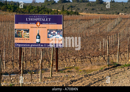 Domaine Gerard Bertrand, Chateau l'Hospitalet. La Clape. Languedoc. The vineyard. France. Europe. Stock Photo