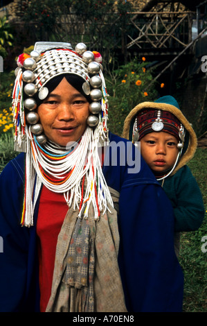 Mother Baby  Akha  Thailand smile smiling Stock Photo