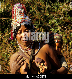 Baby Bridge Akha women Thailand Stock Photo