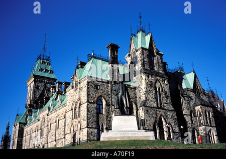 sir john a macdonald statue east wind parliament buildings ottawa canada Stock Photo