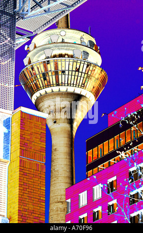 Dusseldorf Rheinturm colourful abstract Stock Photo