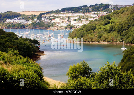 Fowey Estuary Fowey Town and Pont Pill Cornwall England UK taken during the Fowey Regatta week from the Hall Walk Stock Photo