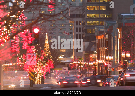 canada quebec montreal avenue mcgill college with christmas decorations evening stock - College Christmas Decorations canada quebec montreal avenue mcgill college with christmas decorations evening stock - College Christmas Decorations