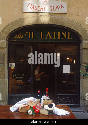 Food and wines of Tuscany outside Il Latini restaurant in Florence Stock Photo