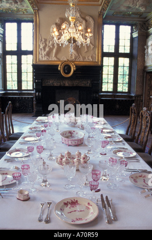 EUROPE, Belgium, Ardennes Modave Castle Banquet Hall Stock Photo