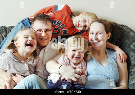 The Barnes family whose son Ethan saved his baby sisters life by donating his bone marrow. Stock Photo