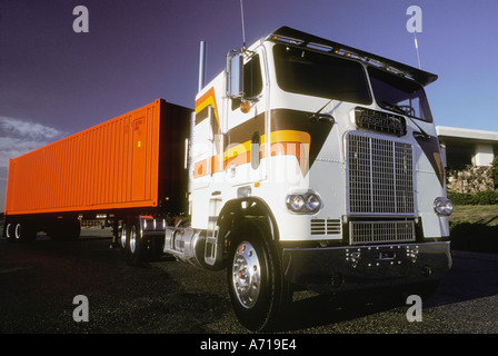 cab over tractor trailer truck Stock Photo