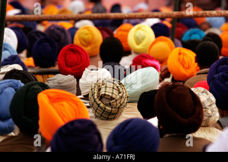Group of Sikhs joined at Anand Pur Sahib guruwara on the occasion of Baisakhi, Punjab India