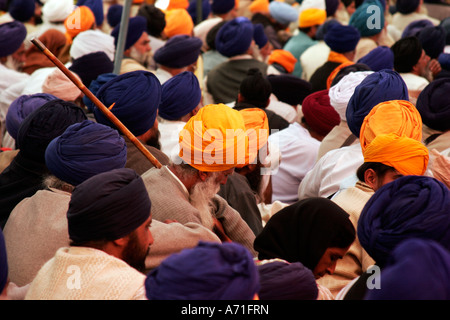 Group of Sikhs joined at Anand Pur Sahib guruwara on the occasion of Baisakhi, Punjab India
