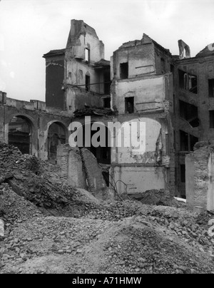 events, post war era, destroyed cities, Berlin, former headquarter of the Gestapo, Prinz-Albrecht-Strasse, 1948, Stock Photo