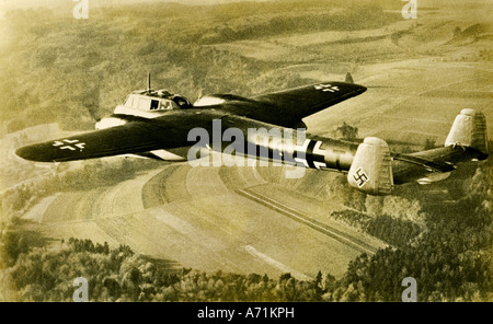 events, Second World War / WWII, aerial warfare, aicrafts, German bomber Dornier Do 215 in flight, photo postcard, circa 1940, Third Reich, Wehrmacht, Luftwaffe, plane, planes, Do215, Do-215, 20th century, historic, historical, Germany, postcards, 1940s, Stock Photo