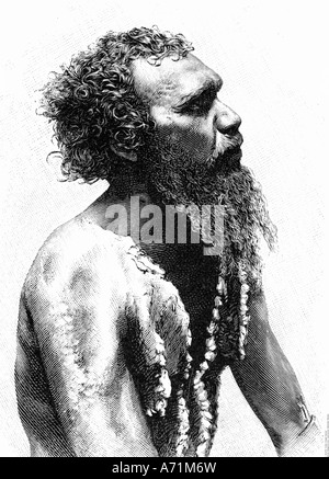 geography / travel, Australia, native Australian, Aborigine man, engraving, 19th century, Stock Photo