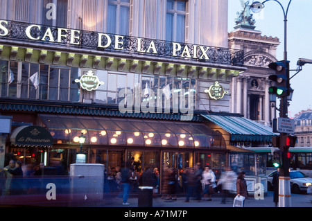 geography / travel, France, Paris, gastronomy, café de la Paix at the boulevard de Capucines, exterior view, facade, building designed by Charles Garnier, 19th century, Stock Photo