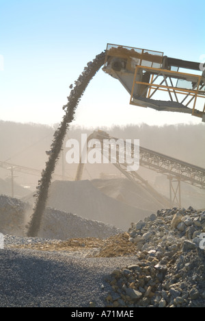 Conveyor Belt Piling Gravel On Pile In Quarry Stock Photo