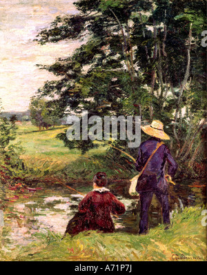 'fine arts, Guillaumin, Armand, (1841 - 1927), painting, 'Les pecheurs', ('the anglers'), Louvre, Paris, historic, historica Stock Photo