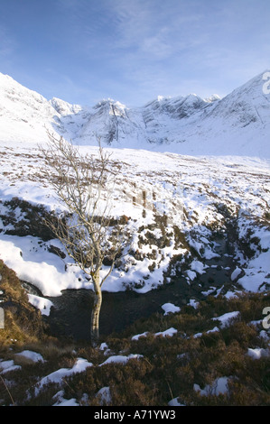 Sgurr an Fheadain, and the Cuillin ridge, Isle of skye, Scotland, Uk, in winter Stock Photo