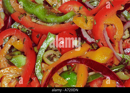 a salad with slices of peppers in a healthy salad Stock Photo