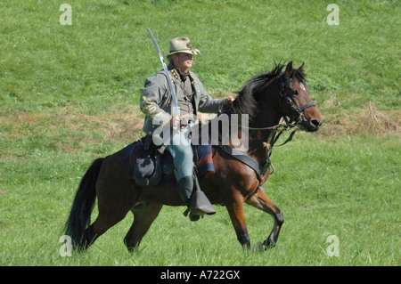 Confederate cavalry at the 2006 National Civil War Re enactment of the 1862 Battle of Perryville Kentucky USA Stock Photo