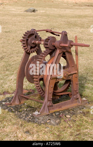 an old winding gear for hauling in fishing boats on the coast near Staffin, Trotternish Peninsular, Isle of skye, Scotland Stock Photo