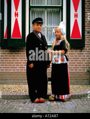 Children in Dutch Traditional Costumes Volendam Holland Netherlands Stock Photo