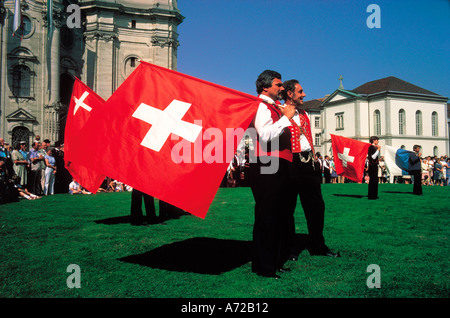 Appenzell Flag Throwers Stock Photo: 12775179 - Alamy