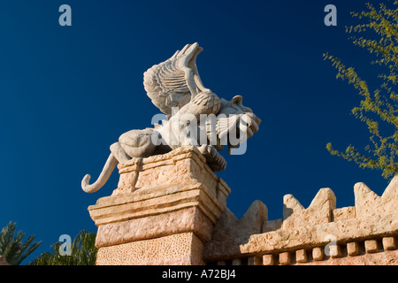 Winged lion Sculpture entrance to Eighth Voyage of Sinbad show Islands of Adventure Universal Orlando Resort Orlando Florida Stock Photo