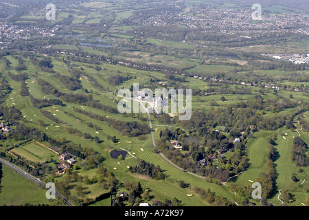 Aerial high level oblique view north west of Moor Park golf course Rickmansworth and Croxley Green Northwood Three Rivers London WD3 WD18 England 2005 Stock Photo