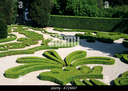 EU, Portugal, Douro River Valley, Mateus. Formal garden in Casa de Mateus, historic manor house built in 18th century. Stock Photo