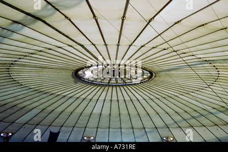 Roof of Millennium dome during construction January 1999 North Greenwich London UK Stock Photo