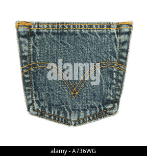 Blue jeans pocket on white background Stock Photo