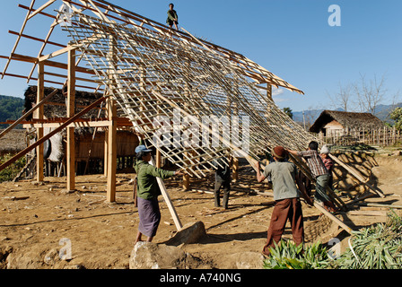 woven bamboo mat as exterior wall of a house Katchin State Myanmar Stock  Photo - Alamy