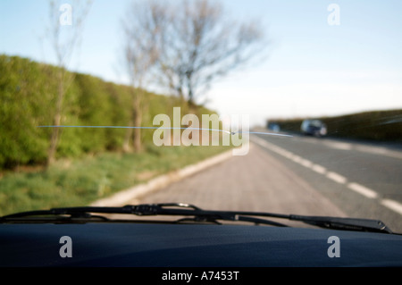 stone chip  on  car  windscreen Stock Photo
