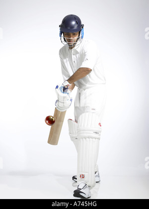 VDA 201770 Indian batsman in action of playing ball in cricket match MR 702A Stock Photo