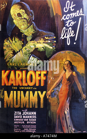 THE MUMMY poster for 1932 Universal film with Boris Karloff Stock Photo