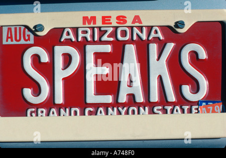 Vanity License Plate Arizona Stock Photo
