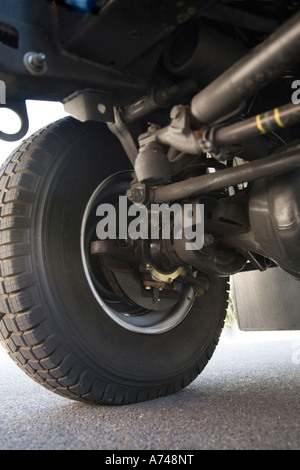 New Land Rover Defender TD5 motor vehicle. UK. Underneath detail and ...