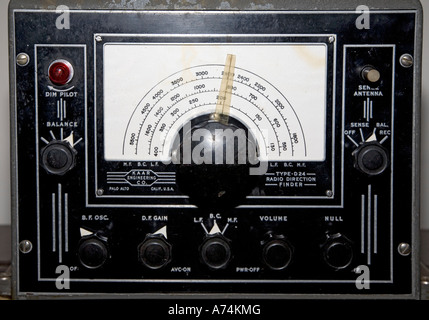 Front of antique radio direction finder equipment used to locate source of radio transmissions Stock Photo