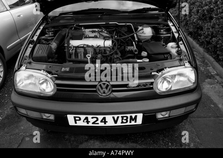 The Mk3 GTi, built to last, pocket rocket, solid motoring, enthusiasts, boy racer, two-bar grille, black wheel arches, bumper extension, hot hatch. Stock Photo