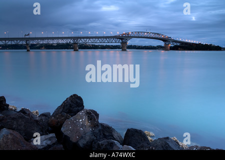 Sunset over Auckland Harbour Bridge Auckland North Island New Zealand ...